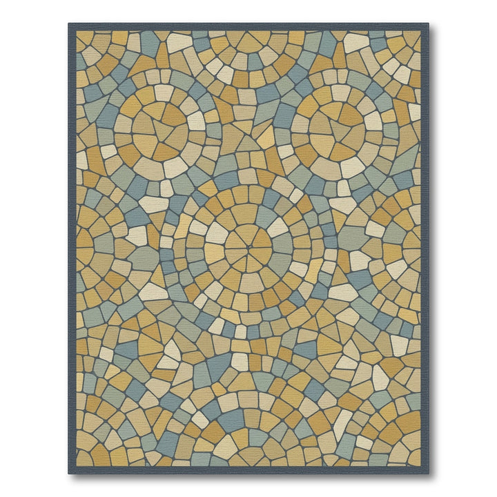Golden Circular Stone Mosaic Rug
