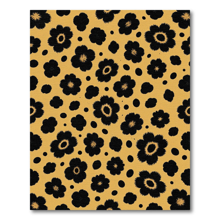 Wildflower Black Orange Blooms Rug