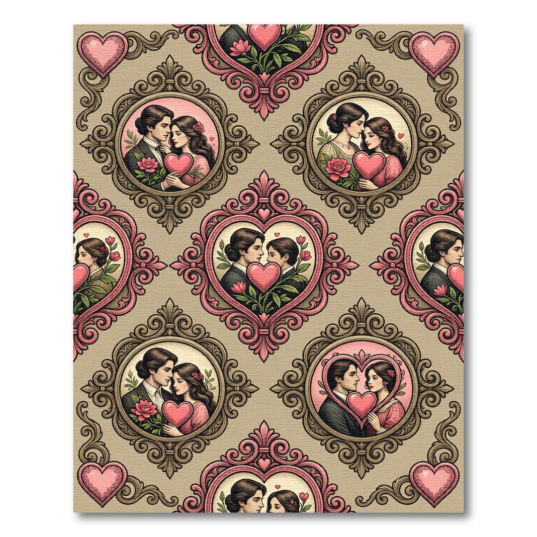 Vintage Couple Heart Frame Romance Rug