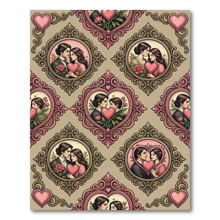 Vintage Couple Heart Frame Romance Rug
