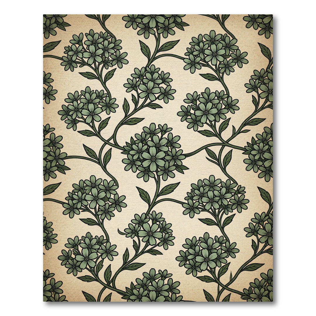 Sage Green Floral Vines Rug
