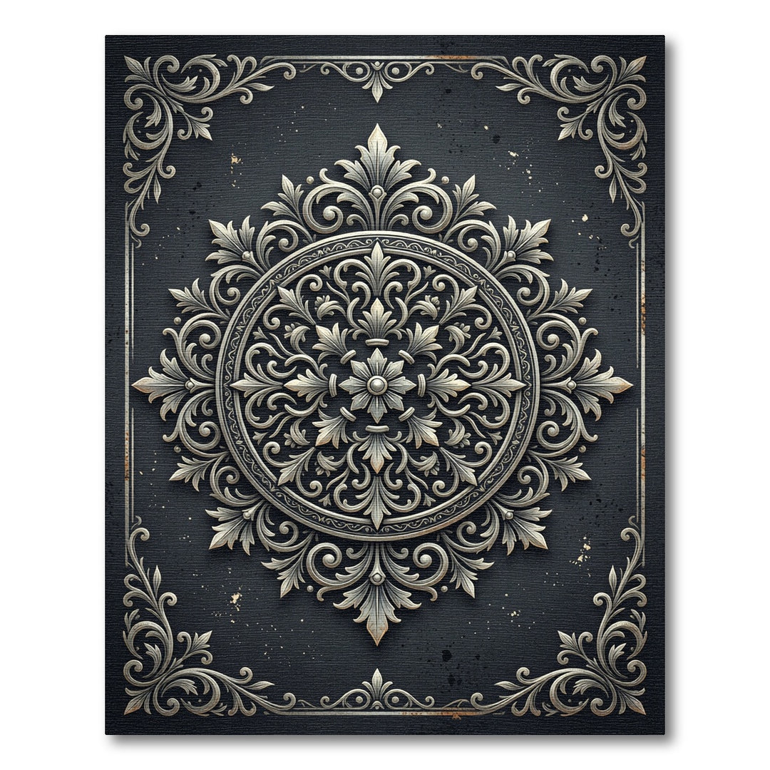 Decorative Silver Laurel Round Rug