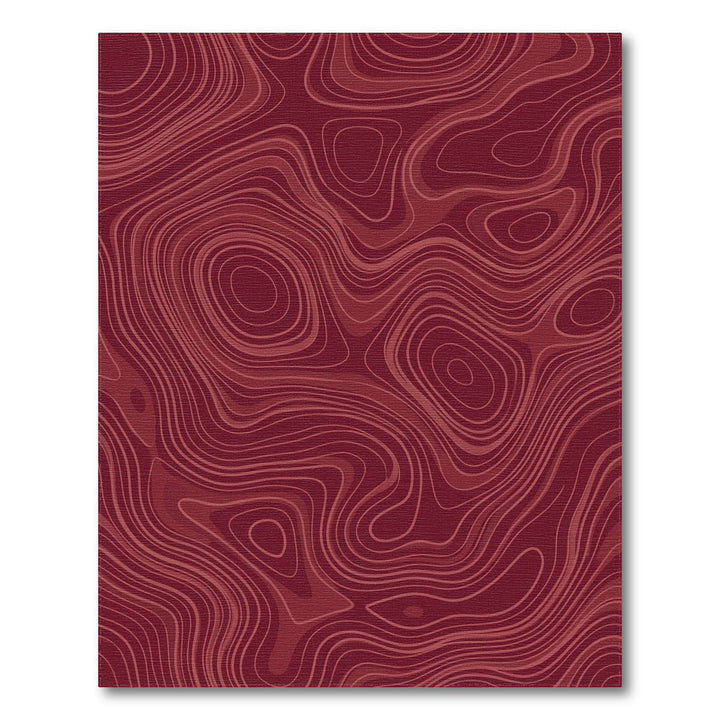Deep Crimson Contour Lines Rug