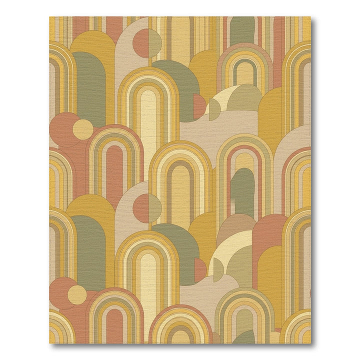 Retro Arches Ochre Sage Terra Cotta Rug