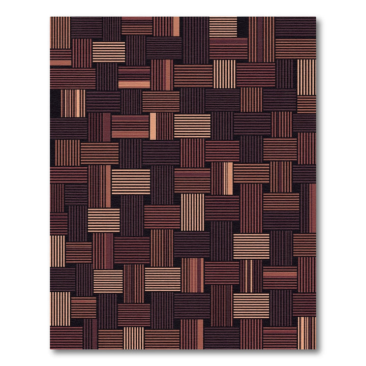 Woven Stripe Geometric Composition Rug