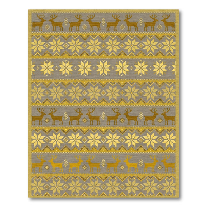 Gold Reindeer Fair Isle Stripe Rug