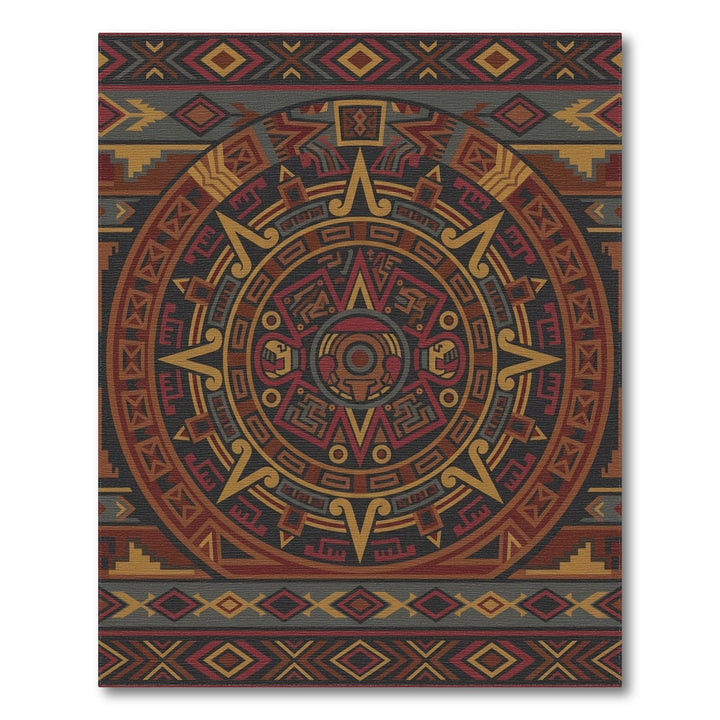 Intricate Earth Tone Calendar Medallion Rug