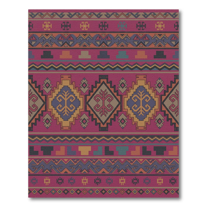 Crimson Geometric Tribal Medallion Rug