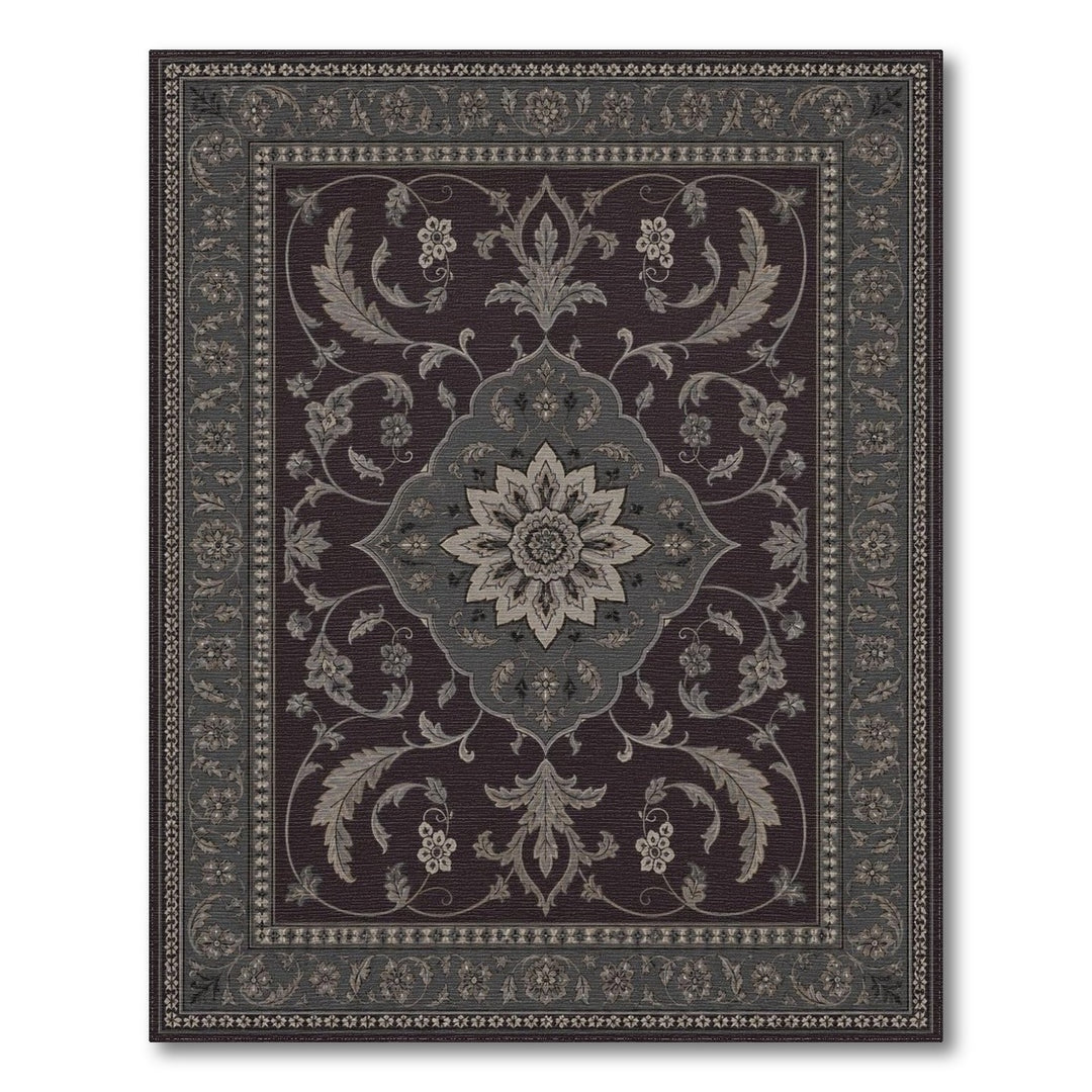 ODIKA Purple Persian Floral Medallion Rug