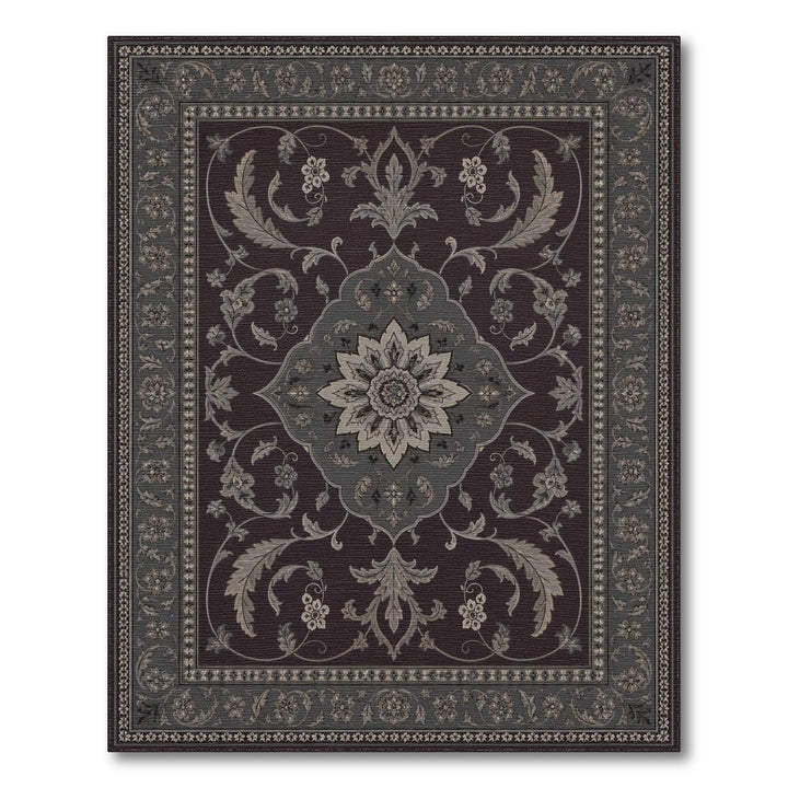ODIKA Purple Persian Floral Medallion Rug