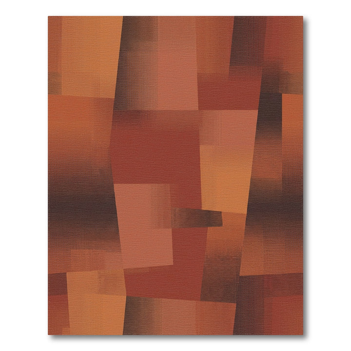 Terracotta Abstract Geometric Block Rug