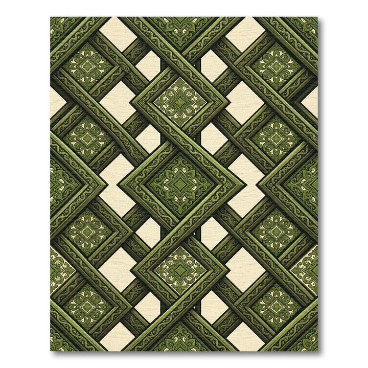 Intricate Emerald Lattice Rug