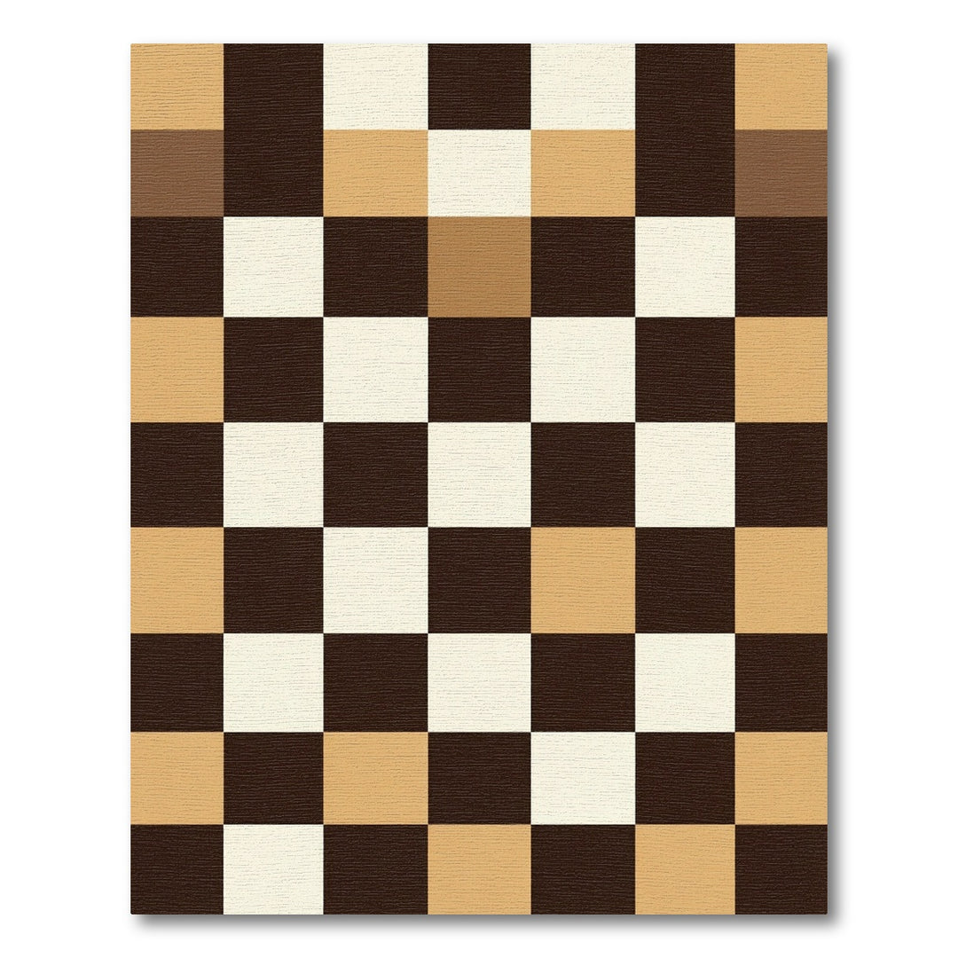 Brown Cream Tan Checkerboard Squares Rug