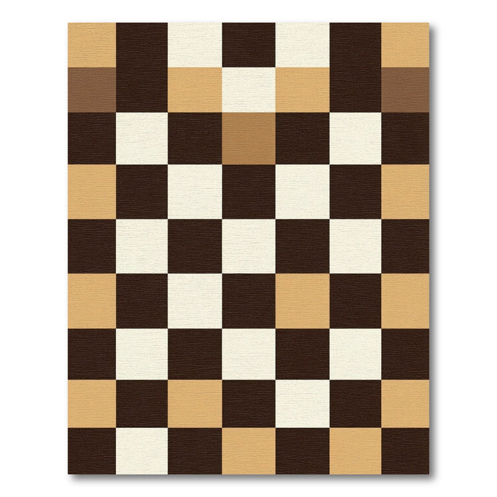 Brown Cream Tan Checkerboard Squares Rug