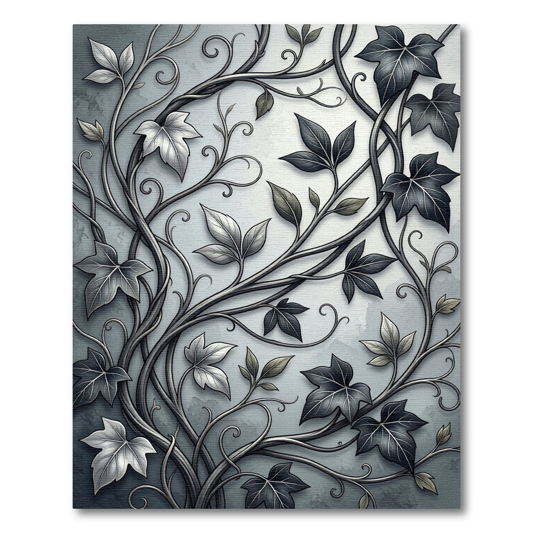 Monochromatic Ivy Vine Swirl Rug