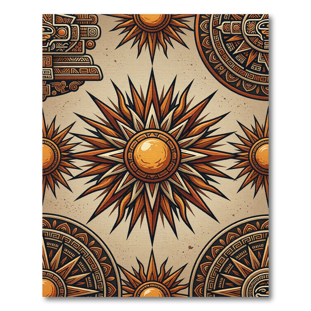 Golden Sunburst Cosmic Calendar Rug