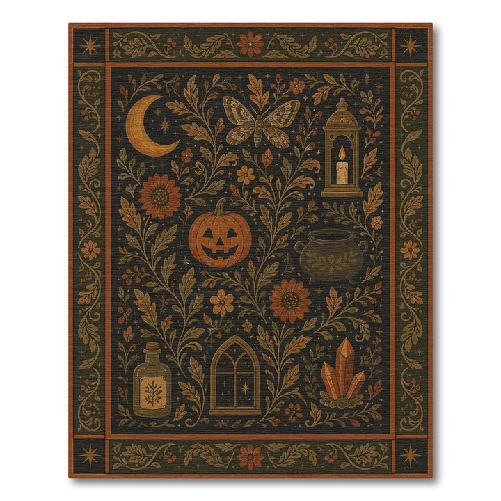 Mystical Floral Pumpkin Area Rug