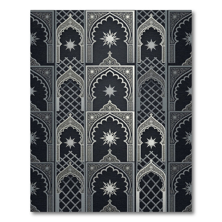 Ornate Silver Archway Inlay Rug