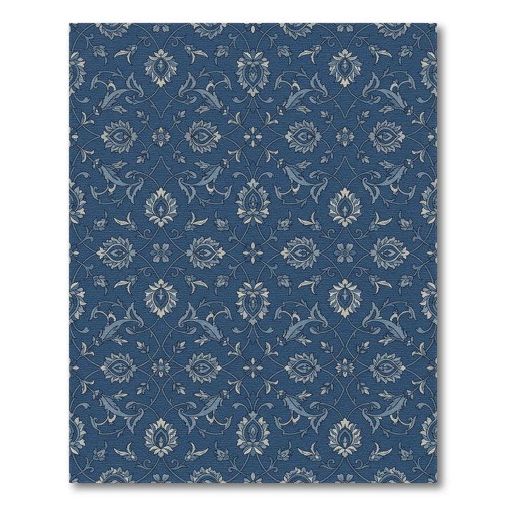 Classic Deep Blue Floral Vine Rug