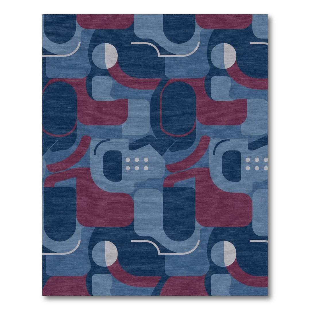 Abstract Geometric Blue Red Area Rug
