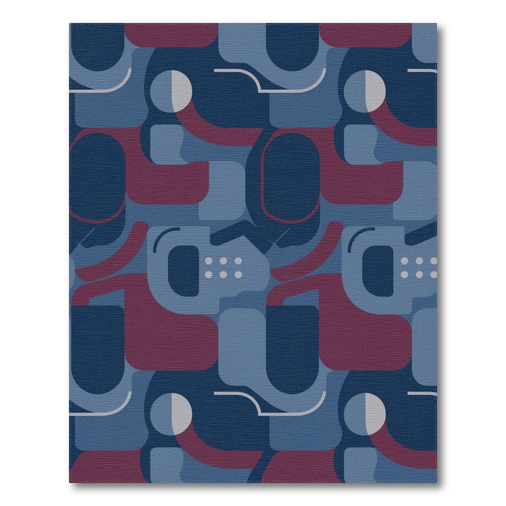 Abstract Geometric Blue Red Area Rug