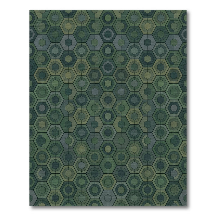 Forest Green Hexagon Tessellation Rug