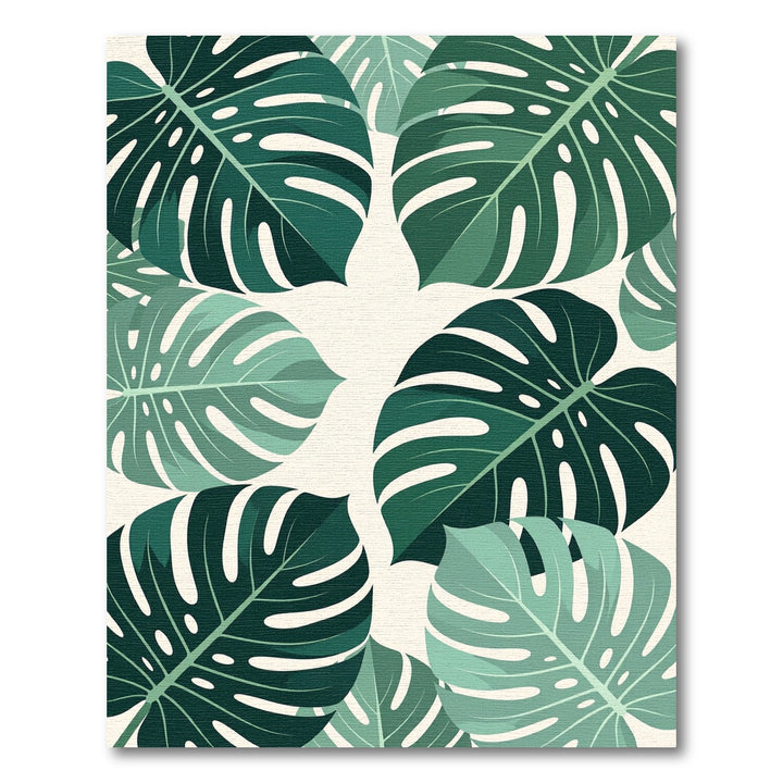 Deep Green Tropical Monstera Leaves Rug