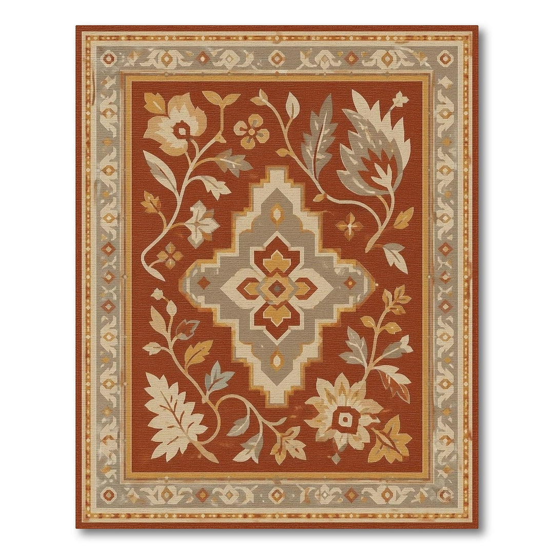 Red Floral Vintage Medallion Rug