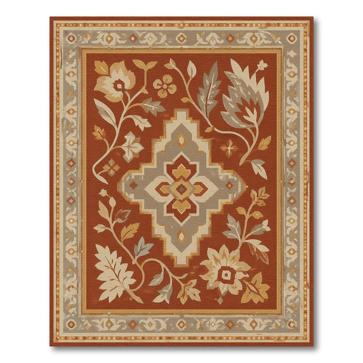 Red Floral Vintage Medallion Rug