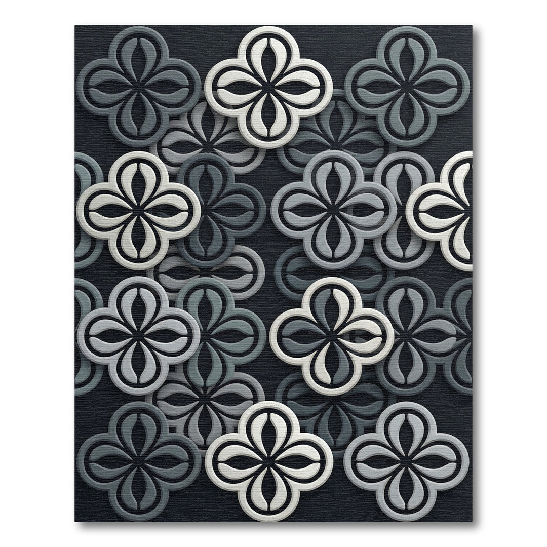 Gray and White Clover Quatrefoil Rug