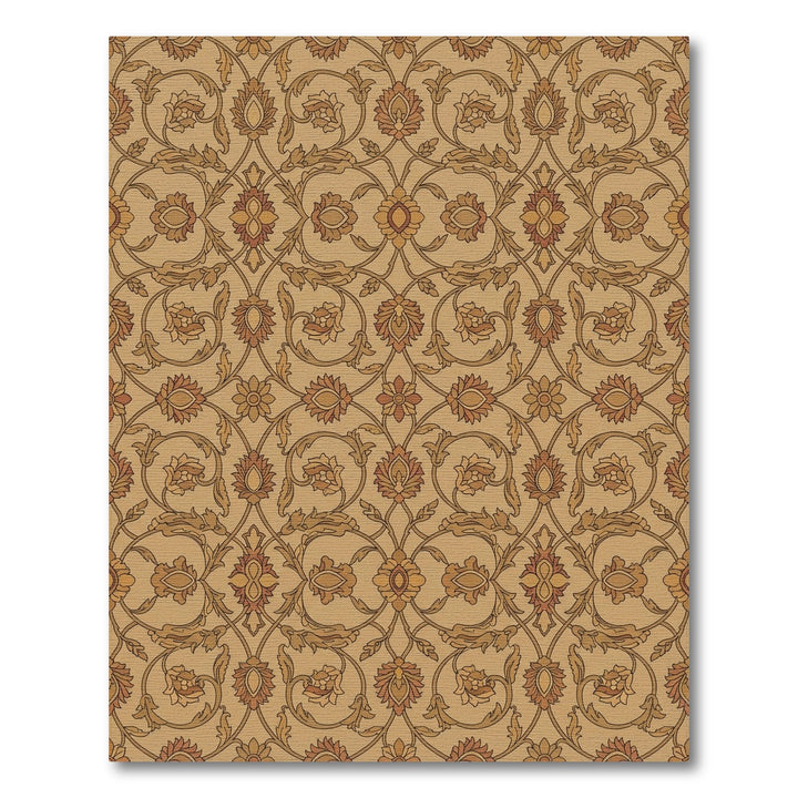 Golden Brown Floral Lattice Rug