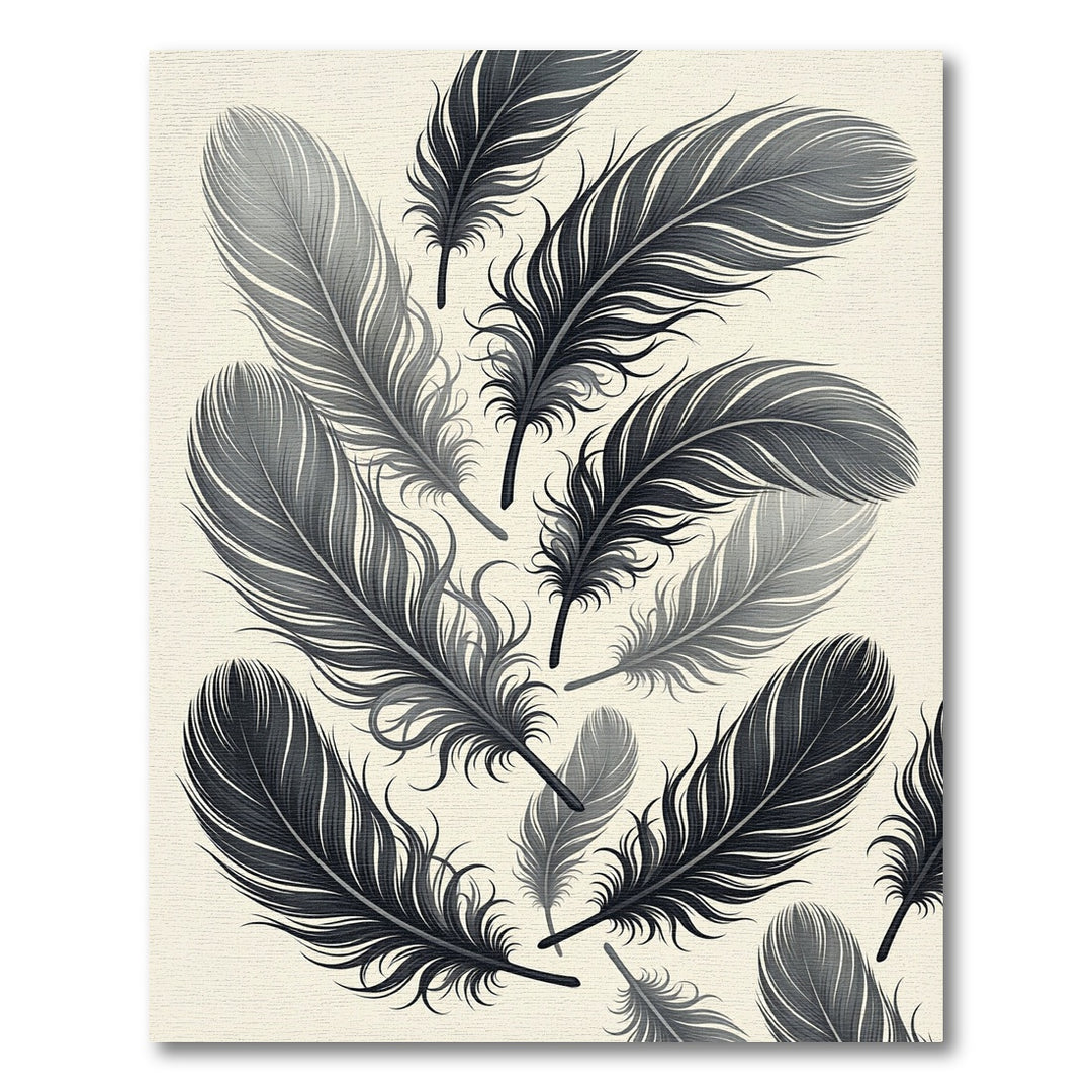 Elegant Black Feather Flock Rug
