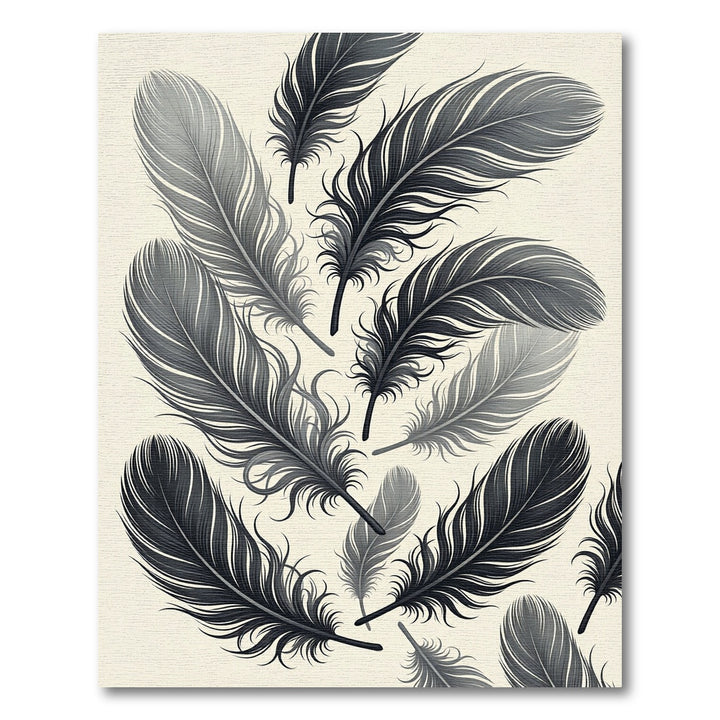 Elegant Black Feather Flock Rug