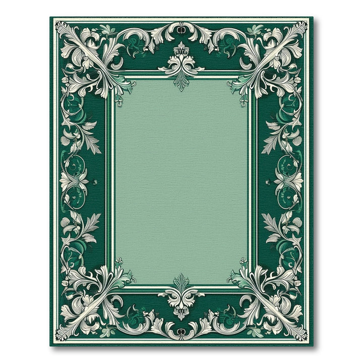 Green Ornate Floral Vintage Area Rug