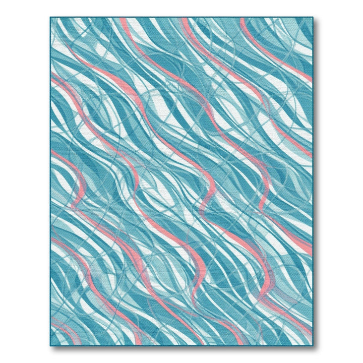 Blue Teal Wavy Abstract Area Rug