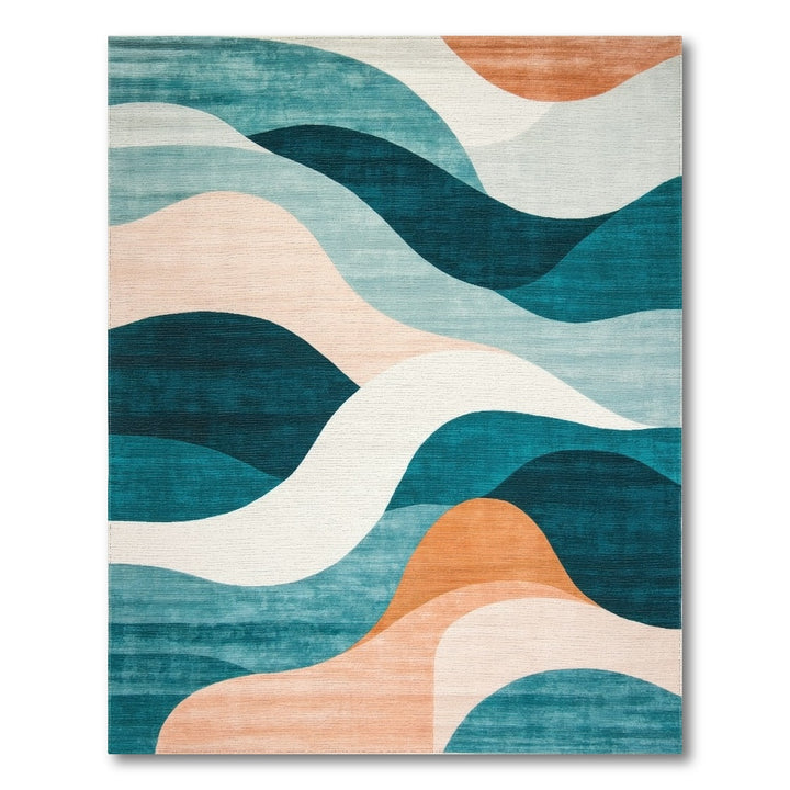 Abstract Area Wave Teal Abstract Wave Area Rug