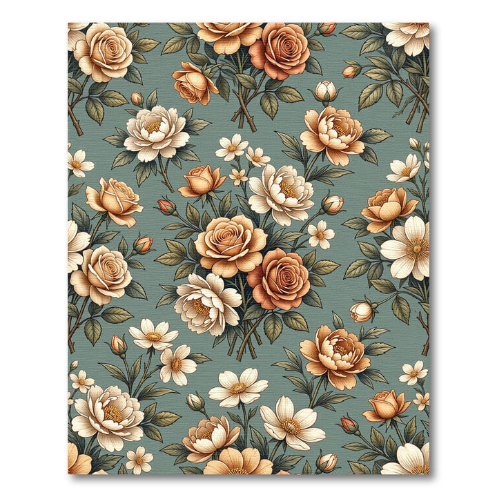 Elegant Peach Roses Botanical Garden Rug
