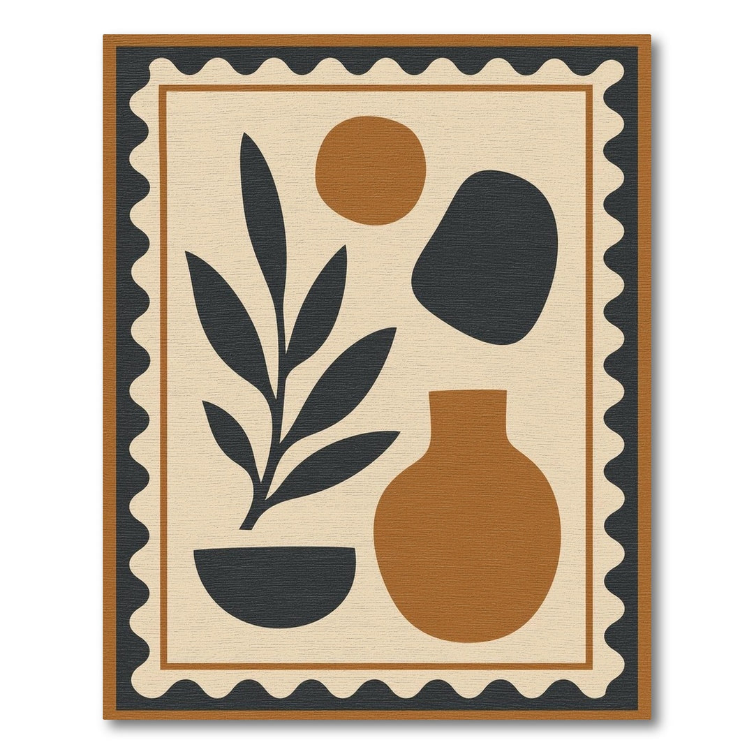 Abstract Brown Vase Plant Area Rug