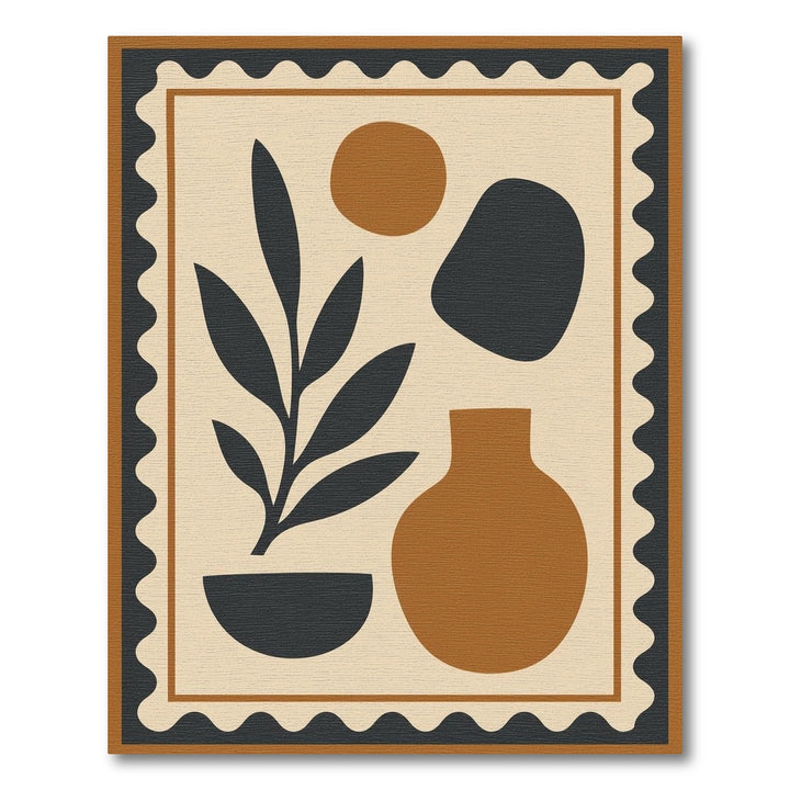 Abstract Brown Vase Plant Area Rug