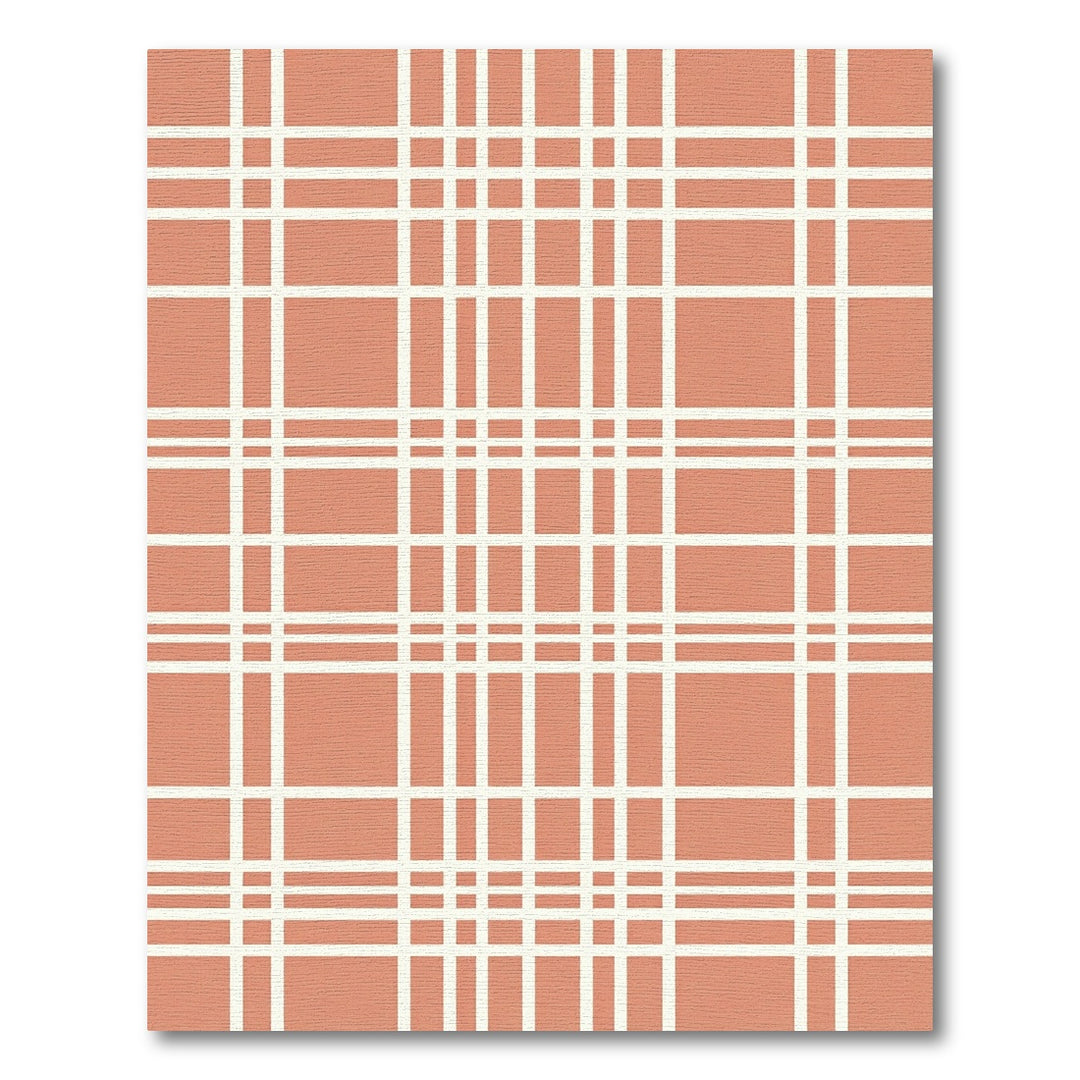 Terracotta White Checked Grid Rug