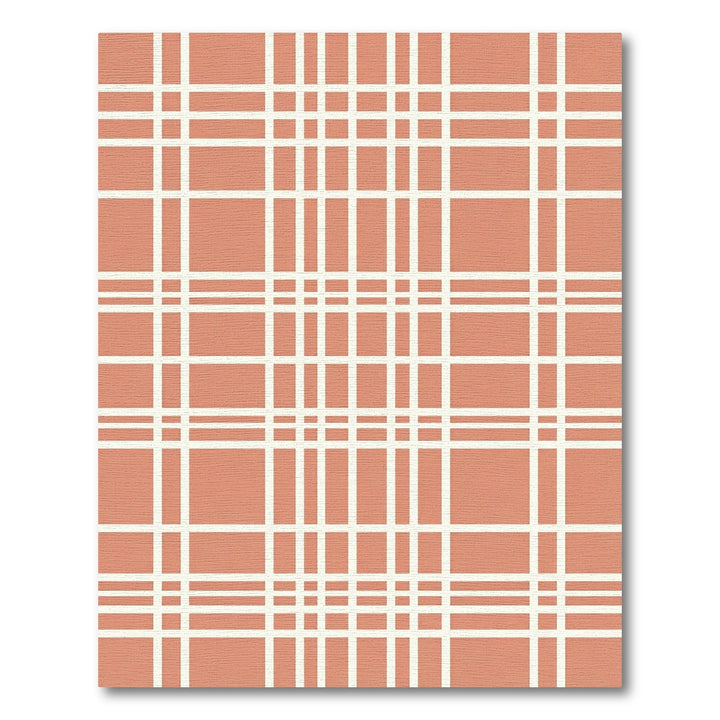 Terracotta White Checked Grid Rug